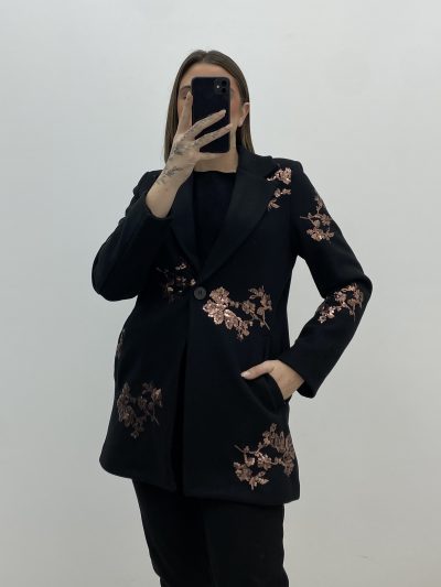 BLAZER PAÑO NEGRA LENTEJUELAS
