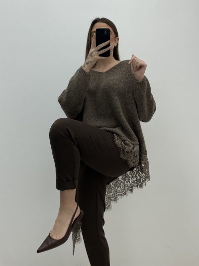 PANTALÓN PUNTO ROMA MARRÓN