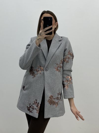 BLAZER PAÑO GRIS LENTEJUELAS