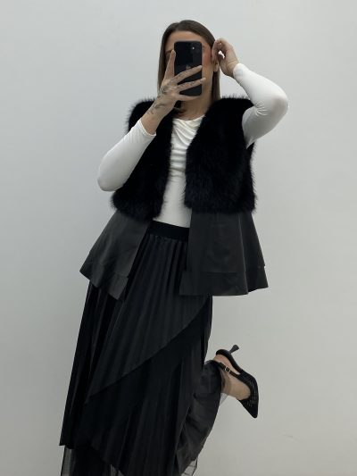 CHALECO PELO Y POLIPIEL