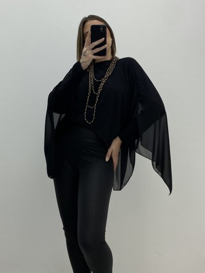 PONCHO DE GASA NEGRO