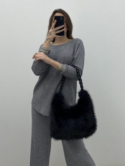 BOLSO PELO OVAL NEGRO