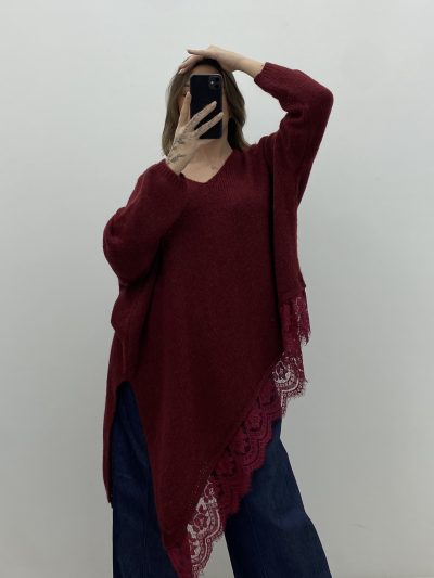 JERSEY PICOS LARGO GRANATE