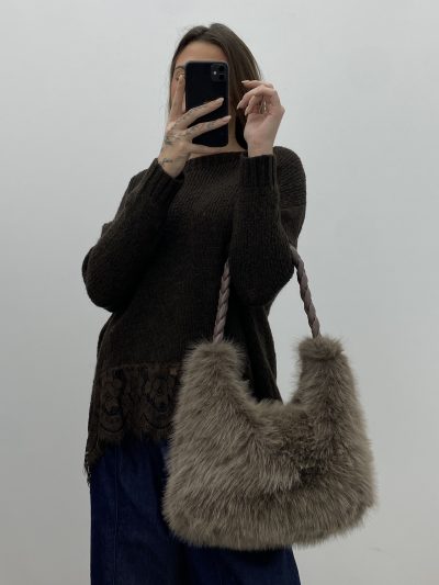 BOLSO PELO OVAL TAUPE