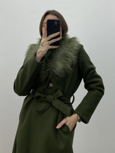 Alternative view of ABRIGO PAÑO CUELLO KAKI