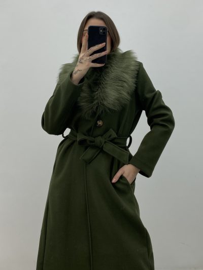 ABRIGO PAÑO CUELLO KAKI