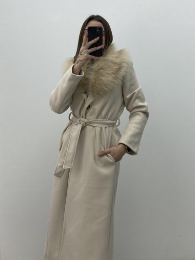 ABRIGO PAÑO CUELLO BEIGE