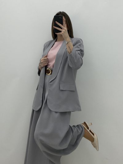 Alternative view of PANTALÓN PALAZZO GRIS