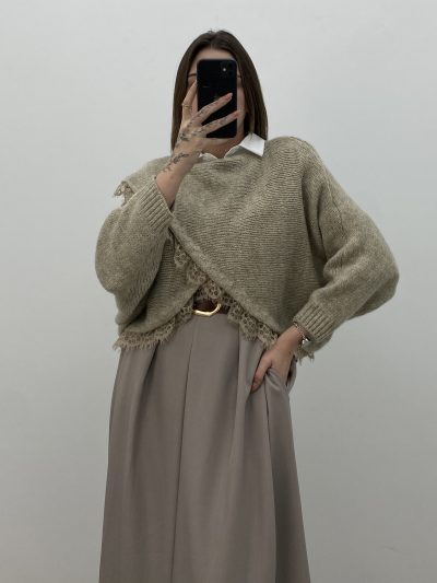 Alternative view of JERSEY CRUZADO PUNTILLA TAUPE