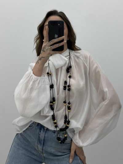 COLLAR LARGO NEGRO / ORO