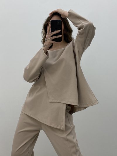 CAMISETA CRUZADA BEIGE