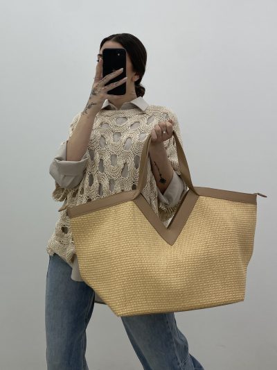 Alternative view of BOLSO SHOPPING RAFIA BEIGE