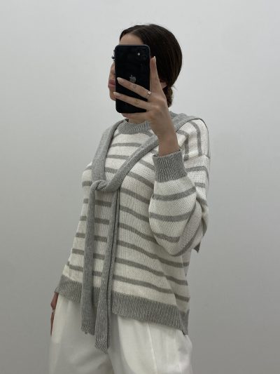 Alternative view of JERSEY RAYAS PAÑUELO GRIS