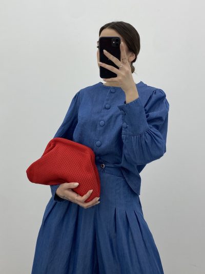 BOLSO DE MANO TEJIDO ROJO