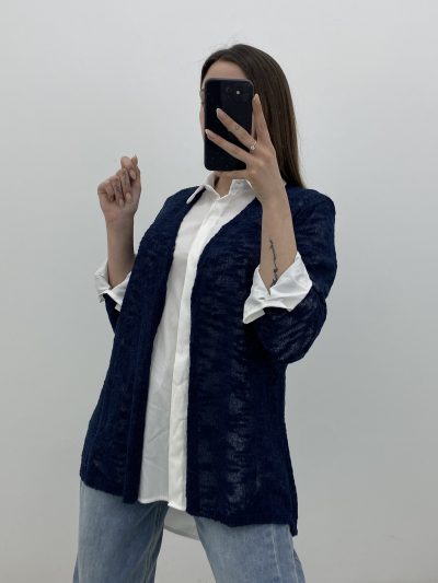 CHAQUETA PUNTO FINO MARINO