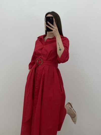 VESTIDO CAMISERO ROJO