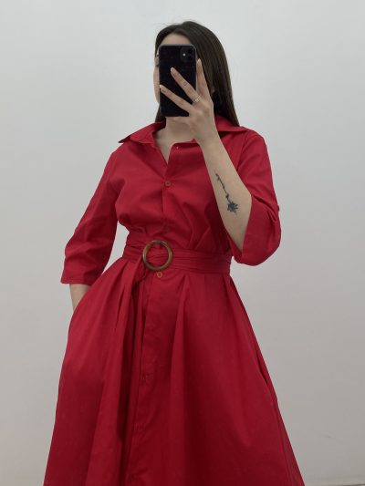Alternative view of VESTIDO CAMISERO ROJO