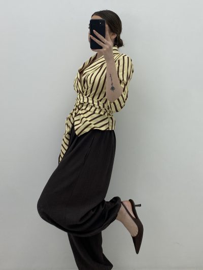 PANTALÓN GOMA TOBILLO MARRÓN