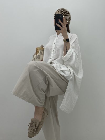 Alternative view of PANTALÓN PAREO BEIGE