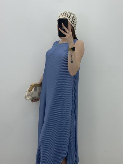 Alternative view of VESTIDO PLISADO AZÚL