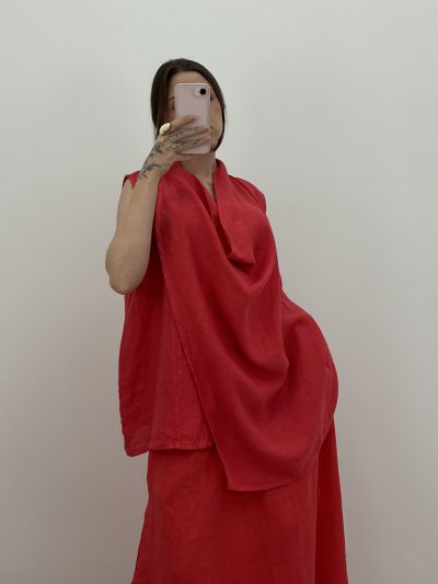 Alternative view of BLUSA BOTÓN ROJA, 100% LINO