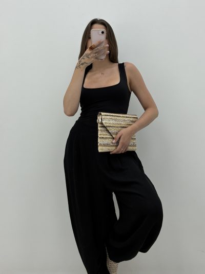 PANTALÓN GOMA TOBILLO NEGRO