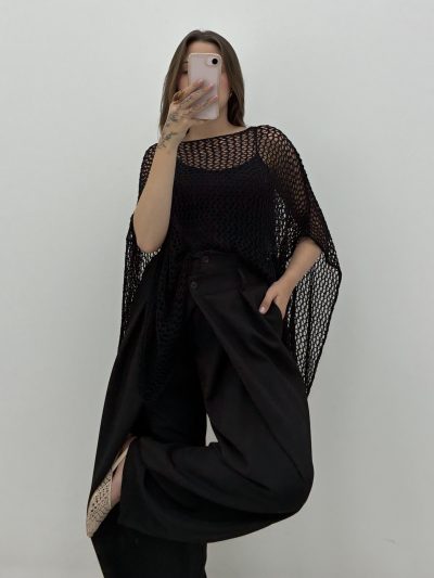 PANTALÓN CINTURA CRUZADA NEGRO