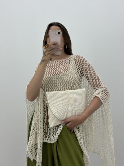 BOLSO SOBRE RAFIA CREMA