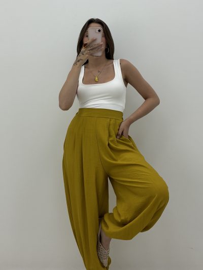 PANTALÓN GOMA TOBILLO MOSTAZA