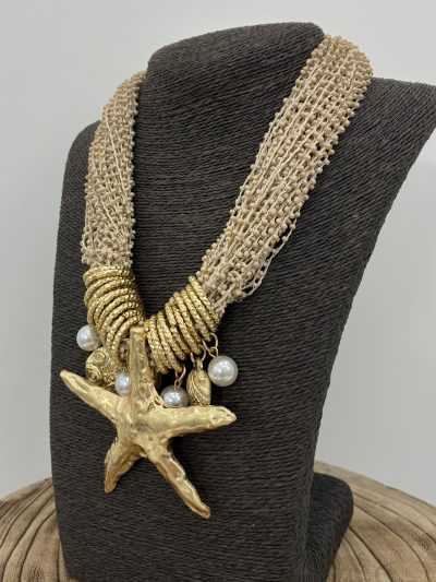 Alternative view of COLLAR MULTIHILOS BEIGE COLGANTE ESTRELLA
