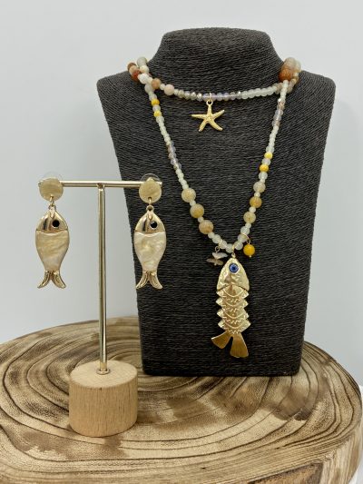 COLLAR LARGO PEZ CON CUENTAS