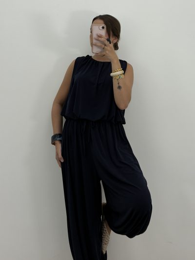 BLUSA TIPO BOMBACHO LICRA FRÍA MARINO