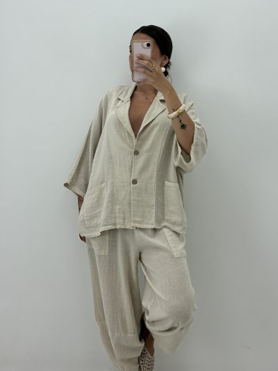Alternative view of PANTALÓN BAGGY BEIGE 100% ALGODÓN