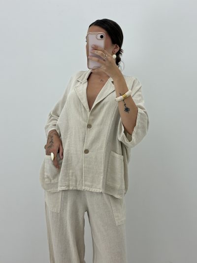 Alternative view of CHAQUETA ALGODÓN MANGA MURCIÉLAGO BEIGE