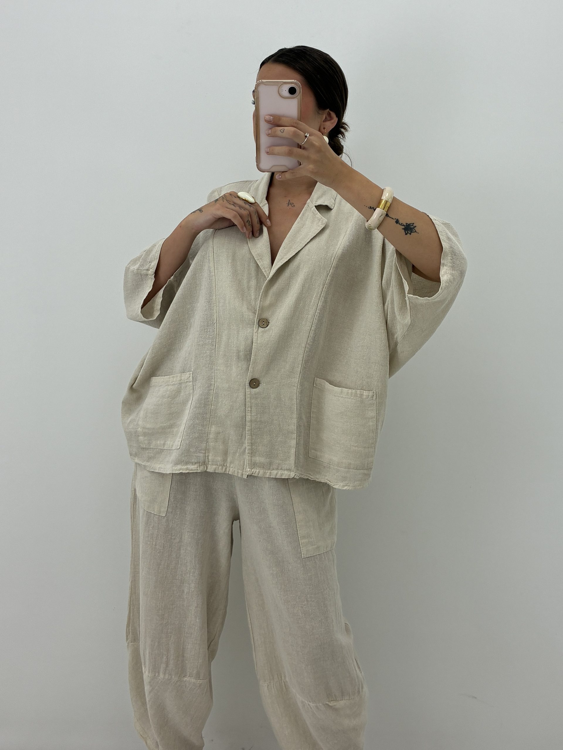 PANTALÓN BAGGY BEIGE 100% ALGODÓN - Imagen 3