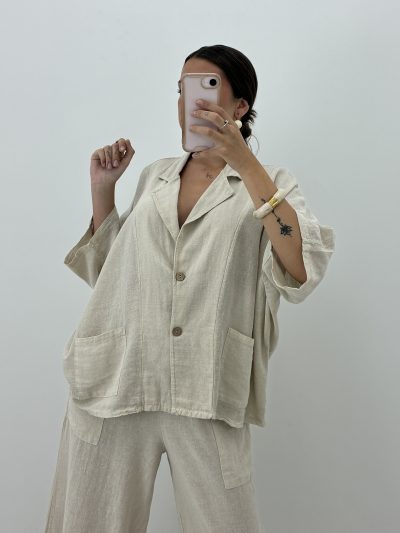CHAQUETA ALGODÓN MANGA MURCIÉLAGO BEIGE