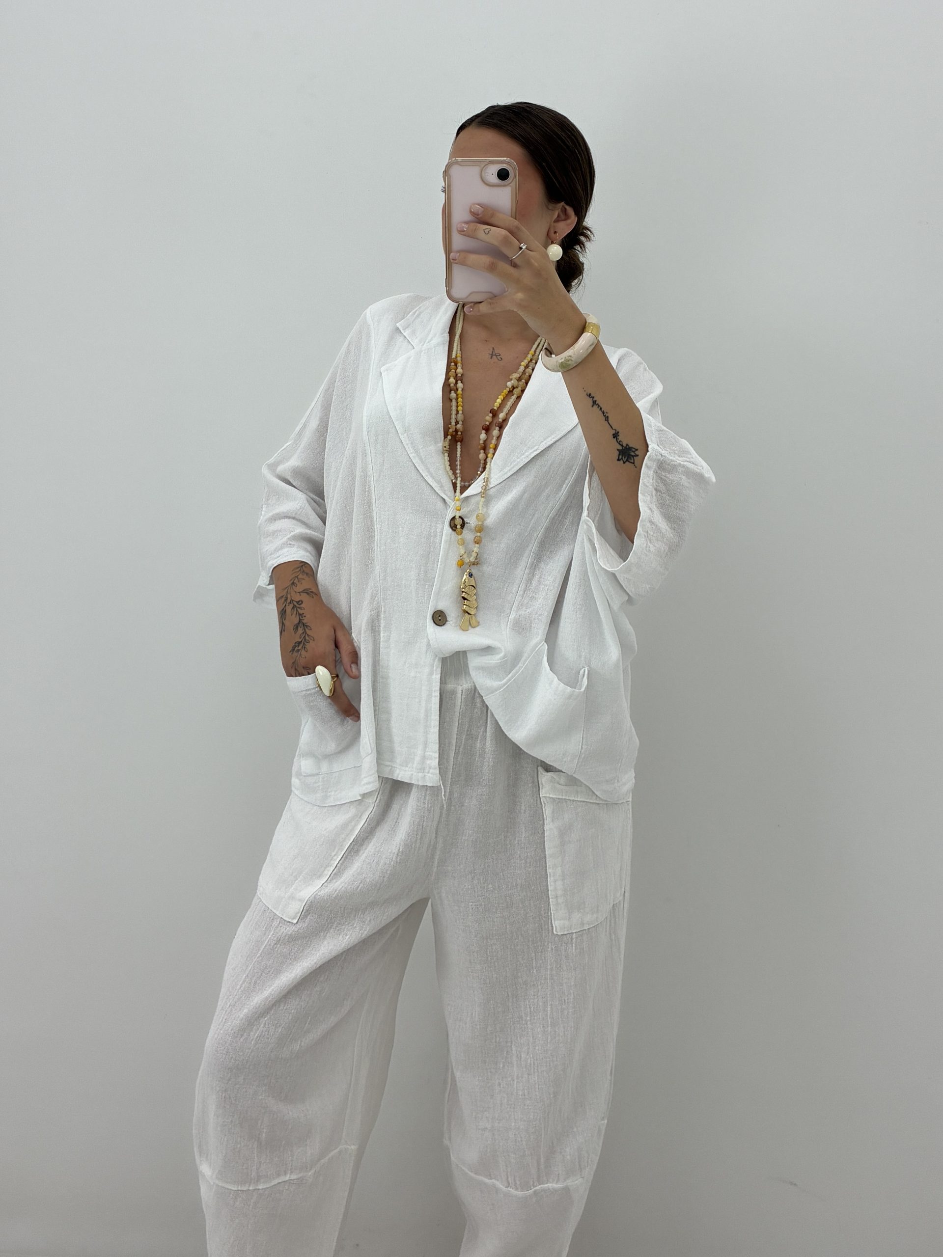 PANTALÓN BAGGY BLANCO 100% ALGODÓN - Imagen 3