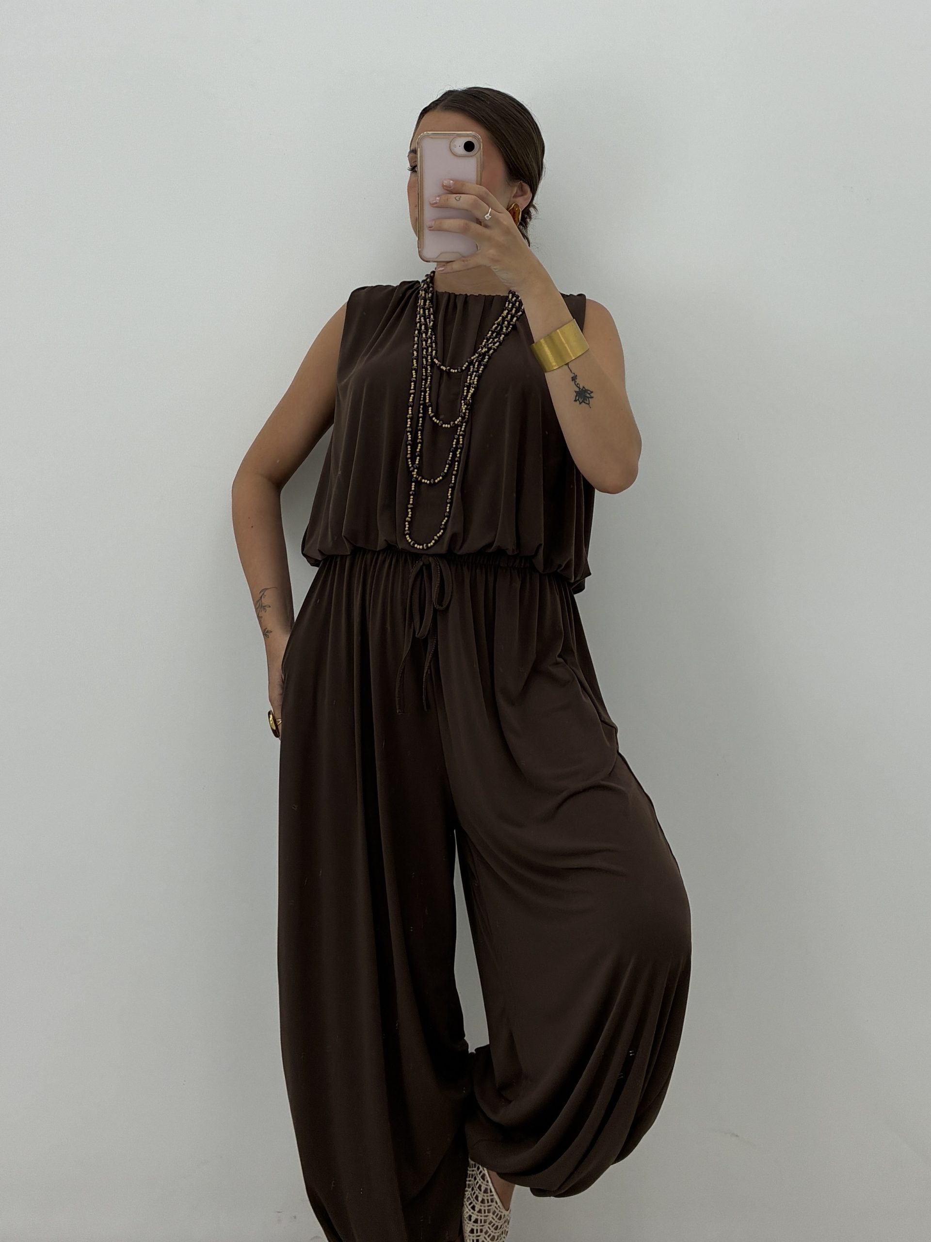 PANTALÓN LICRA FRÍA BOMBACHO MARRÓN