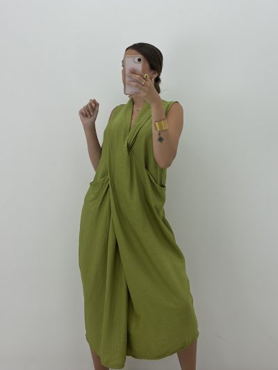VESTIDO LIMA CUELLO CASCADA