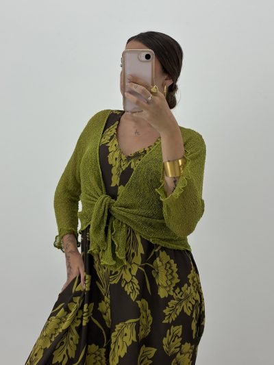 CHAQUETA BOLERO PUNTO FINO VERDE LIMA