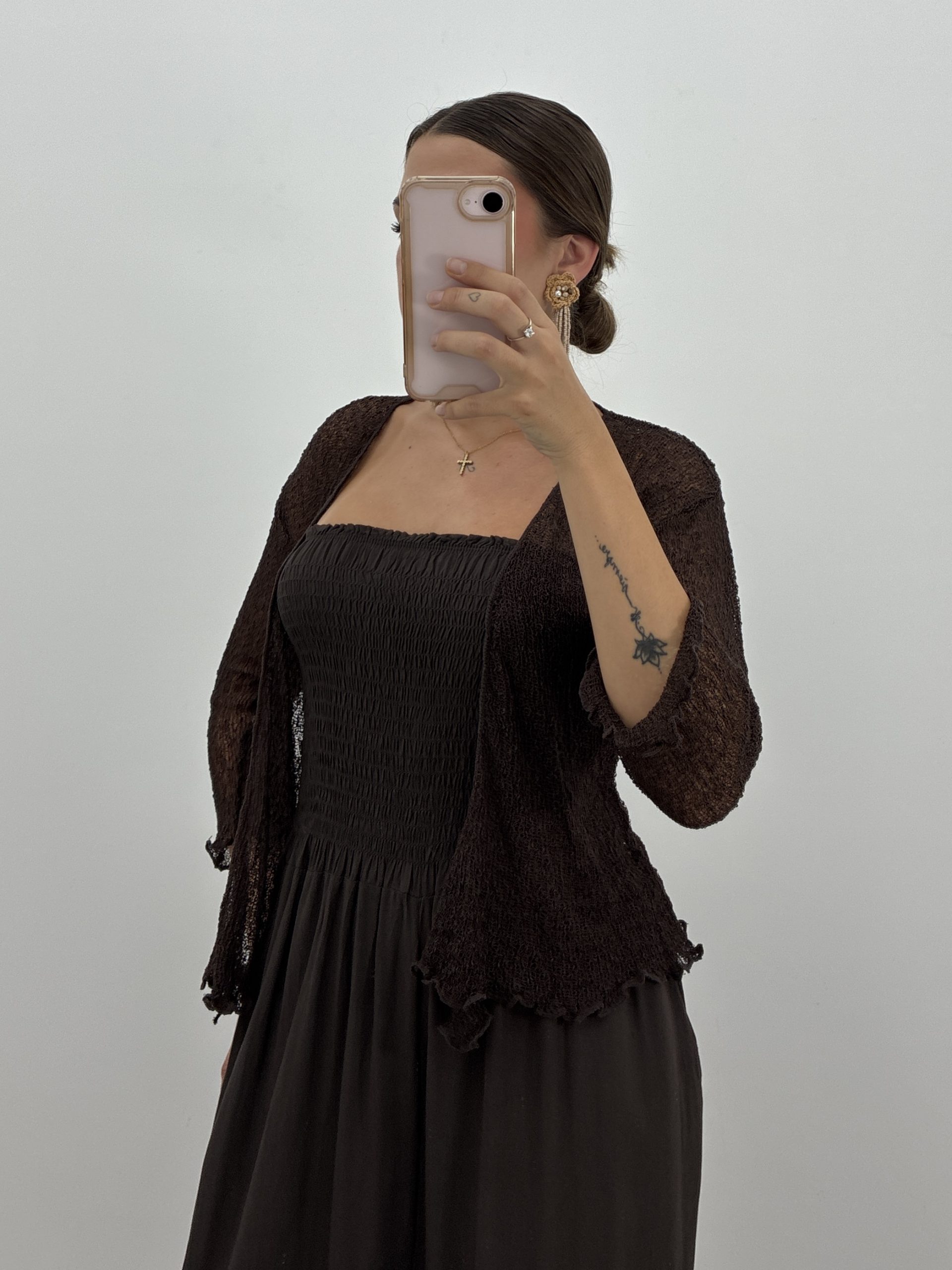 CHAQUETA BOLERO PUNTO FINO MARRÓN