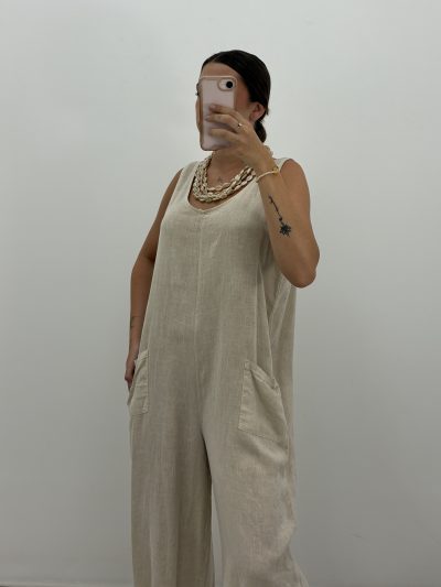 Alternative view of MONO BOLSILLOS BEIGE 100% ALGODÓN