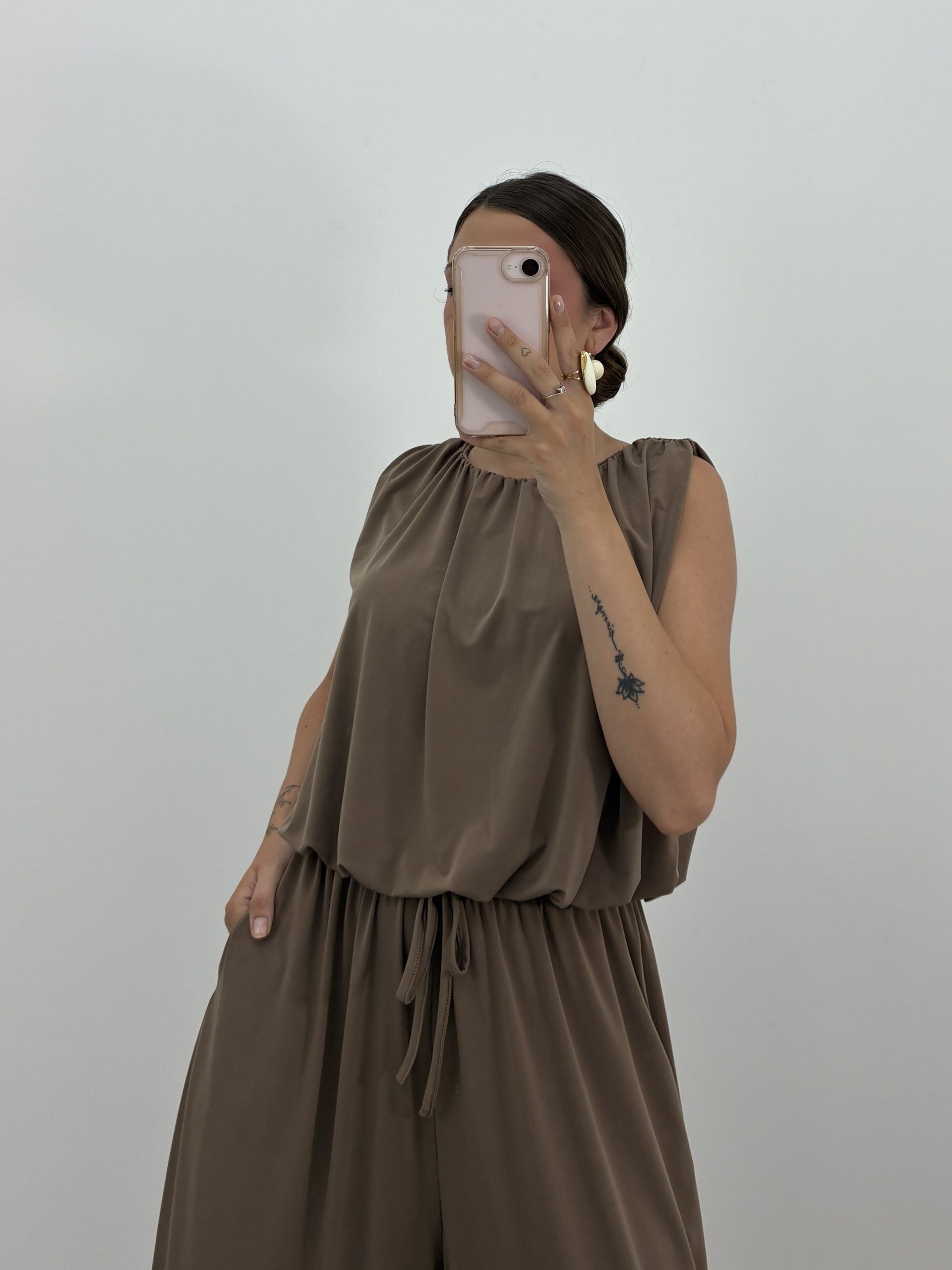 BLUSA TIPO BOMBACHO LICRA FRÍA CAMEL - Imagen 2