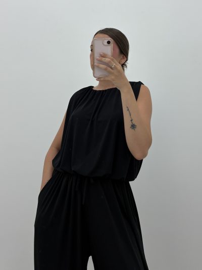 BLUSA TIPO BOMBACHO LICRA FRÍA NEGRA