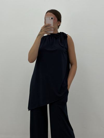 Alternative view of BLUSA CUELLO HALTER LICRA FRÍA MARINO