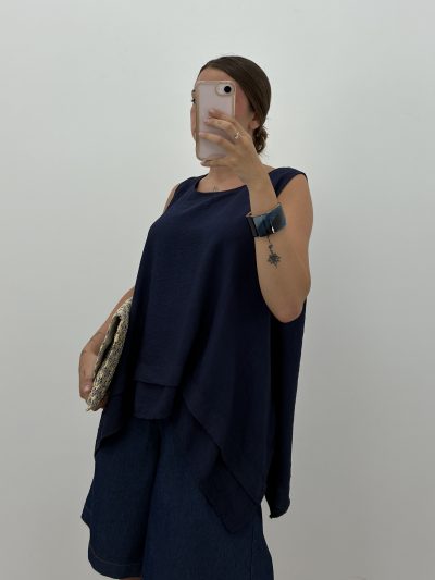 Alternative view of BLUSA ASIMÉTRICA MARINO