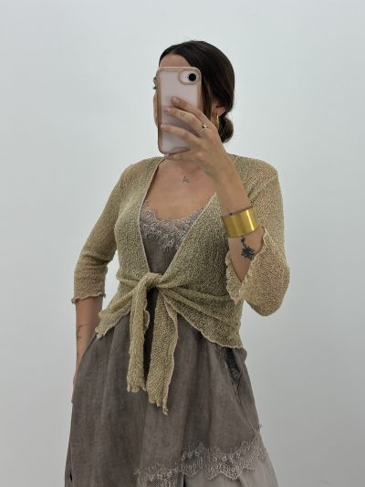 CHAQUETA BOLERO PUNTO FINO TAUPE