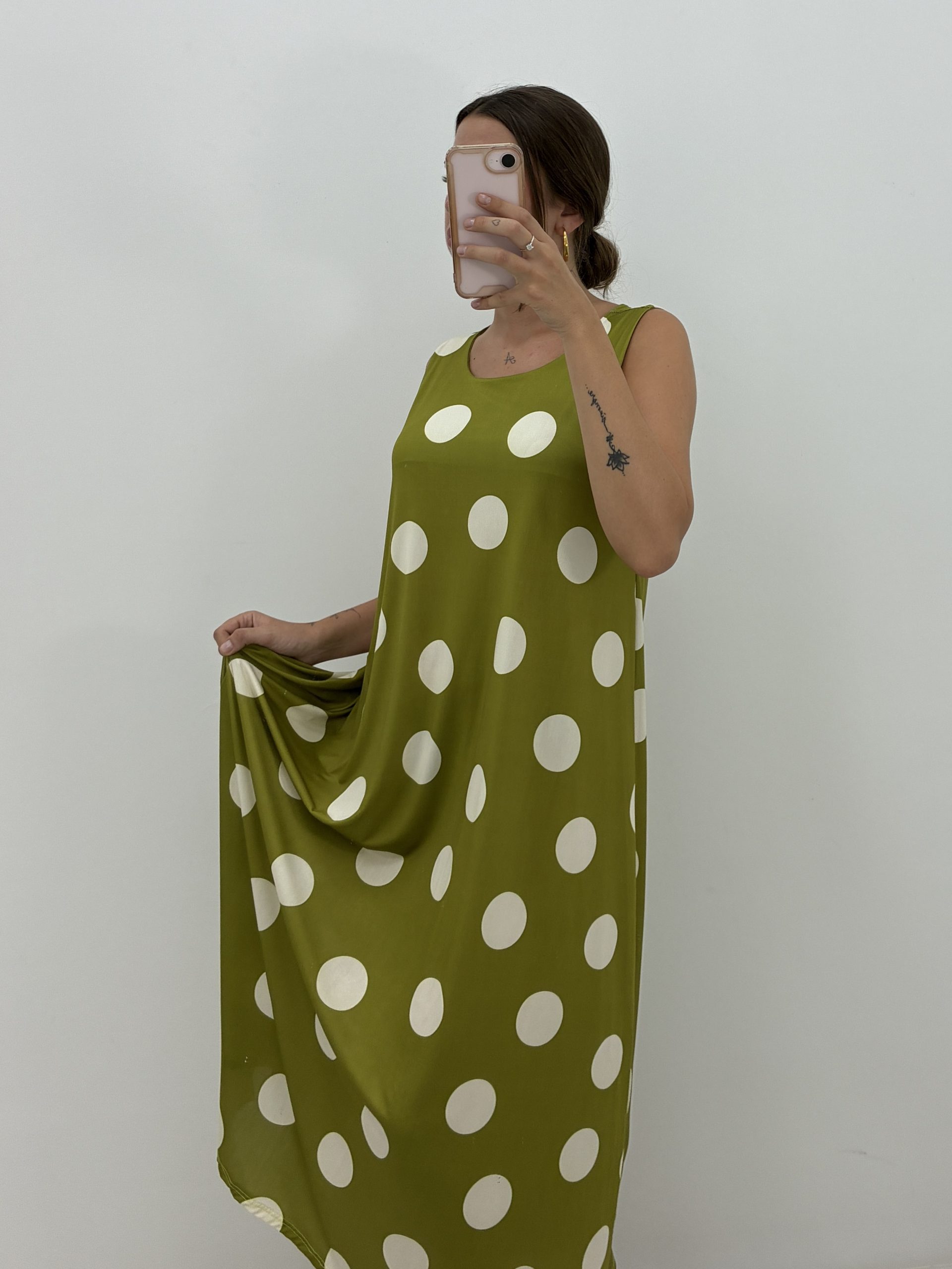 VESTIDO LUNARES VERDE OLIVA - Imagen 2