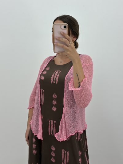 Alternative view of CHAQUETA BOLERO PUNTO FINO ROSA
