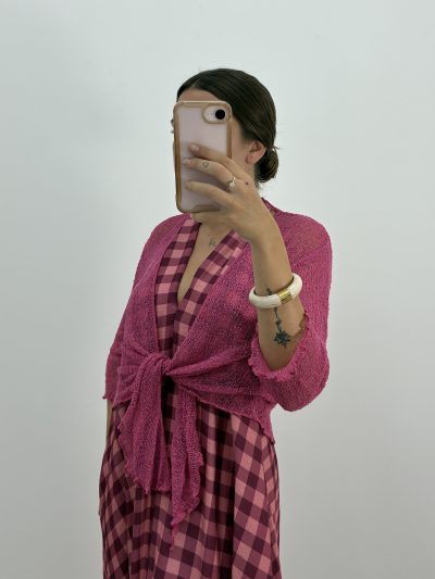 CHAQUETA BOLERO PUNTO FINO FUCSIA